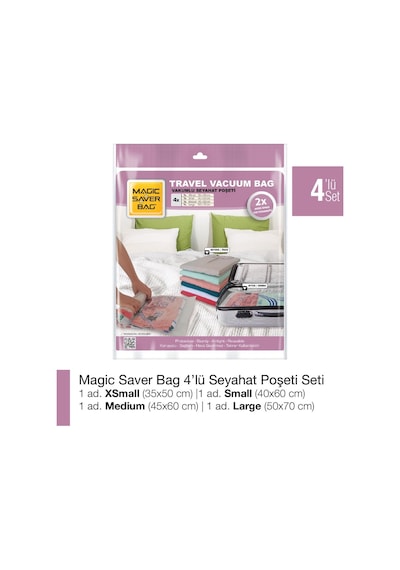 Magic Saver Bag 4'Lü Seyahat Poşeti Roll-Up Xs+S+M+L