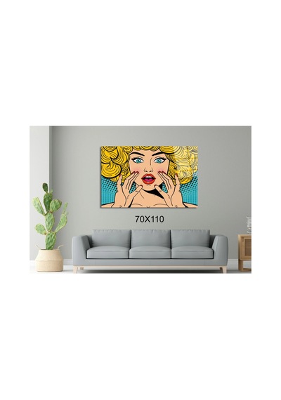 Sarışın Pop Art Kadın Cam Tablo Pct0617 Portre Temalı Dekoratif Duvar Tablosu, Salon Ve Yatak Odası Dekoru,