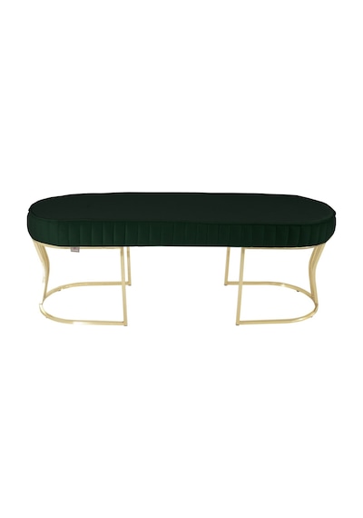 Viego Gold Striped- Yeşil Kapitoneli Chester Model Puf & Bench & Koltuk & Uzun Makyaj Puff & Yatak Ucu &önü