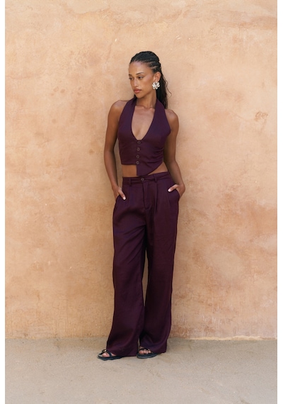 Mai Collection Mai Studios Co. Lvdovila Bordo Keten Crop Yelek Pantolon Takım Bordo Mai Collection Mai Studios Co. Lvdovila Bordo Keten Crop Yelek Pantolon Takım Bordo