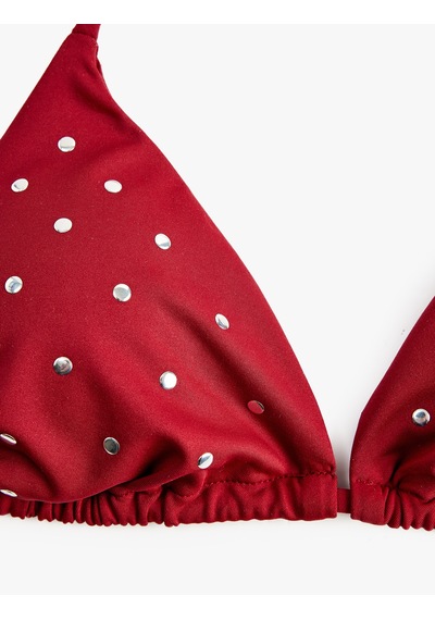 Koton Boyundan Bağlamalı Zımbalı Üçgen Bikini Üstü Bordo 6sak10073mm