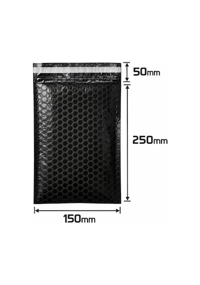 Balonlu Siyah Bantlı Kargo Poşeti 15x25+5 - 25 Adet