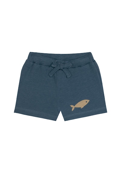 Antebies Bambu, Sustainable, Mavi,balık Nakışlı Kısa Kollu Erkek Bebek Tshirt Şort Takımı