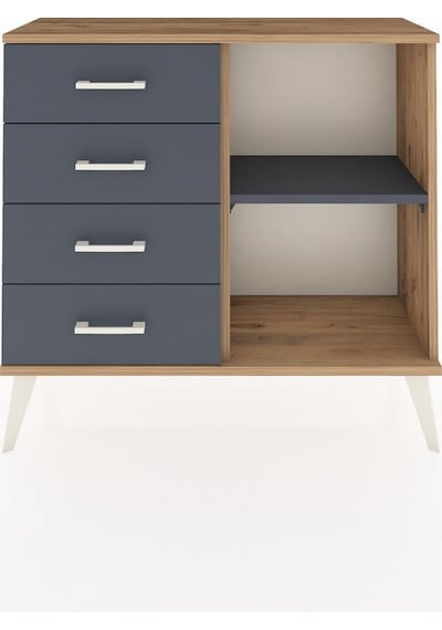 Arges Şifonyer Tek Raflı 4 Çekmeceli 88x30x80 Çam-antrasit Antrasit
