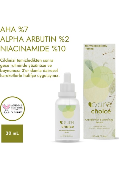 Pure Choice Leke Karşıtı Cilt Beyazlatıcı Serum 30 Ml