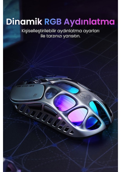 Gravastar Mercury X Rgb 32k Dpı Optik Gaming Mouse, Kablosuz, Magnezyum Alaşımlı, Programlanabilir 5 Mercury X