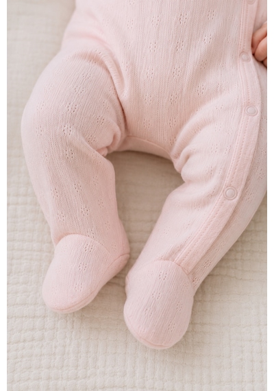 Babyhola %100 Pamuk Yenidoğan Prematüre Patikli Tulum Mevsimlik 14058 Pembe