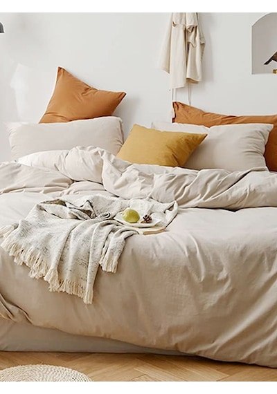 Caqqa Soft Cappuccino Tek Kişilik Çarşafı Lastikli Pamuk Nevresim Takımı
