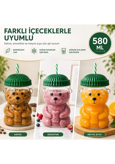 Sogud Cam Bardak - 580 Ml Pipetli Soğuk İçecek Bardağı - Borosili