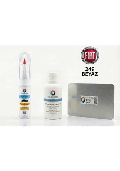 Fıat-tofaş 249 Beyaz Rötuş Seti - 2 Si 1 Arada İğne Ve Fırça Uçlu Şişe, Solüsyon Ve Rötuş Çeliği