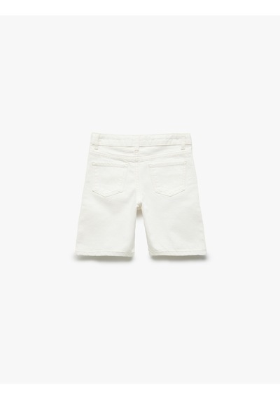 Koton Pamuklu Ayarlanabilir Lastikli Cepli Denim Şort Beyaz 5skb40010td Beyaz
