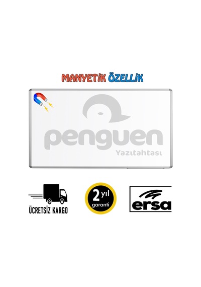 Penguen Alü Çer. Duvara Monte Manyetik Yazı Tahtası Beyaz 100X180