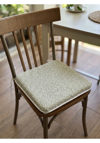 Bahçe Balkon Mutfak Kreş Sandalye Minderi Fermuarlı 40x40 6 Adet Yeşil Çiçekli 5 Cm Gri Sünger Yeşil - Beyaz