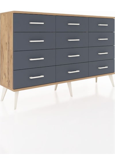 Arges Konsol 12 Çekmeceli 132x30x83 Çam-çam/antrasit Çam/antrasit Arges Konsol 12 Çekmeceli 132x30x83 Çam-çam/antrasit Çam/antrasit
