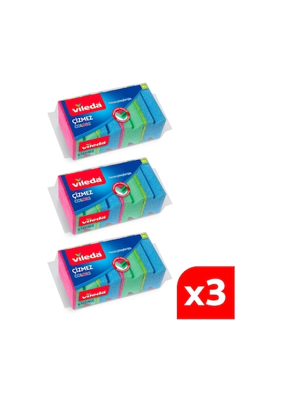 Vileda 3 Paket 4'lü Çizmez Colors Sünger