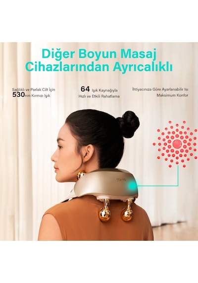 SKG H7 Ultra-e Boyun Ve Omuz Masaj Aleti, Yoğurmalı, Shiatsu Masaj Terapisi, Fototerapi, Termoterapi Beyaz