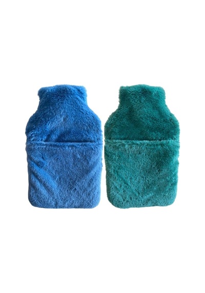 Sıcak Su Torbası 2 Adet,cepli Peluş Termofor 32,5x17,5cm 1500 Ml Çok Renkli