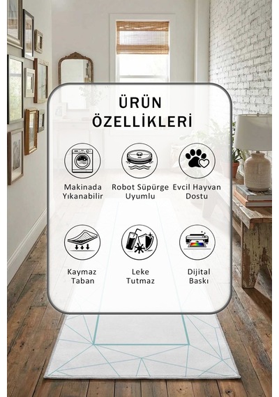Turkuaz Poligon Yıkanabilir Yolluk