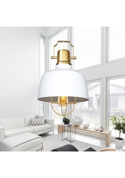 Homing Retro Beyaz Gold Detaylı Kafes Sarkıt No: 3 Ayd-3340 Beyaz