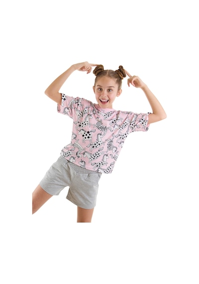 Denokids Mushi Unicorn Gang Kız Çocuk T-shirt Şort Takım Çok Renkli