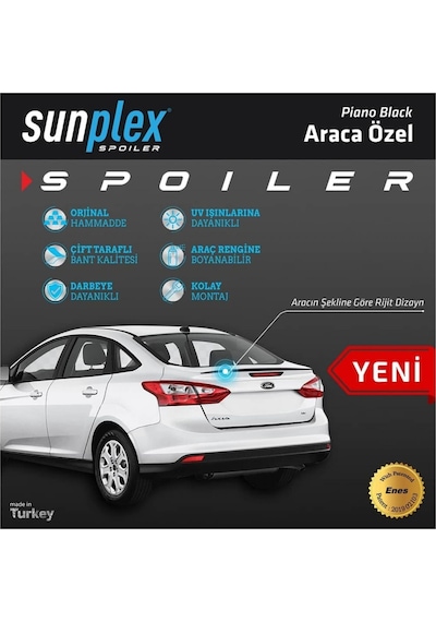 Sunplex Ford Focus 3-3.5 Sedan 2012-2017 Spoiler Bagaj Çıtası Pia