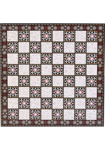 Metal Mısır Satranç Takımı Antik Ve Katlanır Sedef Desenli Mdf Ah