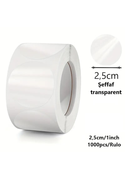 Işaretleme Nokta Etiketi 25mm 1000 Adet Şeffaf /transparent Nokta Etiket