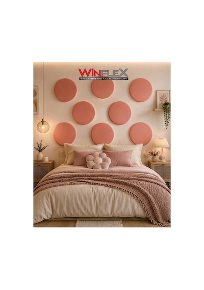 Winflex 50x50 Cm Daire Kumaş Kaplı Akustik Panel 1 Adet Somon