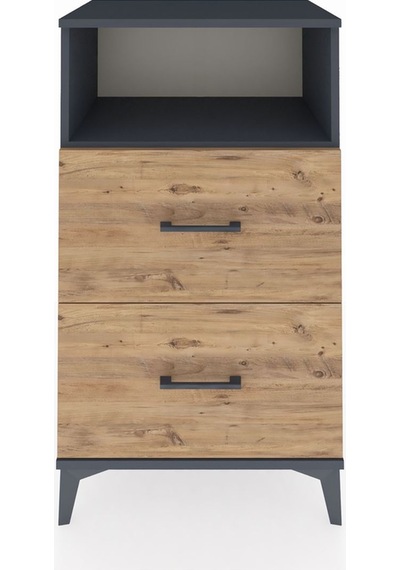 Hyperion Komodin Tek Raflı 2 Çekmeceli 60x44x106 Antrasit-çam Antrasit