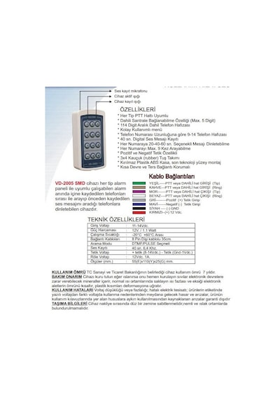 Electrosec Vd-2005 Smd Telefon Arama Modülü Her Tip Alarm Panel