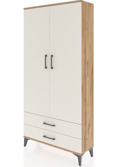 Arges Dolap Tek Raflı 2 Çekmeceli Tek Askılı 88x30x182 Çam-ay... Çam