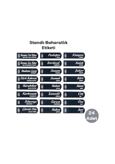 Kendinden Yapışkanlı Baharatlık Seti, 12'li, Kaşıklı Kapaklı,etiketleri İle Gönderilir Siyah Be Siyah - Beyaz