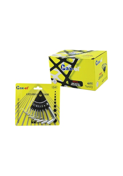 9 Parça Alyan Anahtar Seti - Mini Boy - Üçgen Stand Askılık