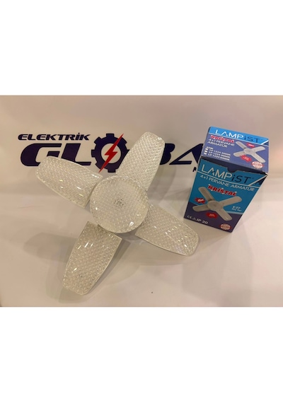 Lampist 45w 4+1 Pervane Armatür Led Ampul E27 Standart Duy Geniş Açılı Tavan Aydınlatması 4 Katlanabilir Kanat + 1 Merkez Spot Beyaz -6500k