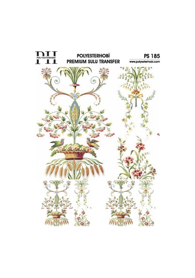 Polyesterhobi Premium Sulu Transfer 25x35 Cm Çiçek Desenli Ps 185