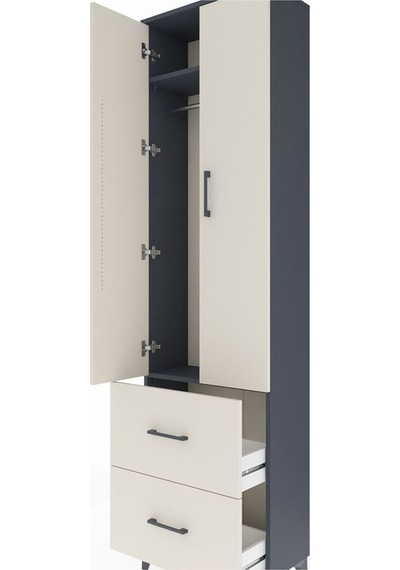 Arges Dolap 2 Raflı 2 Çekmeceli Tek Askılı 60x30x221 Antrasit... Antrasit