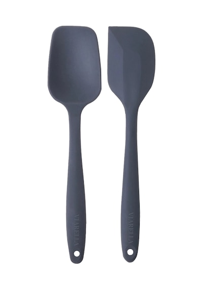 2li Gri Silikon Kaşık Spatula Yanmaz Yapışmaz Çizmez 27cm