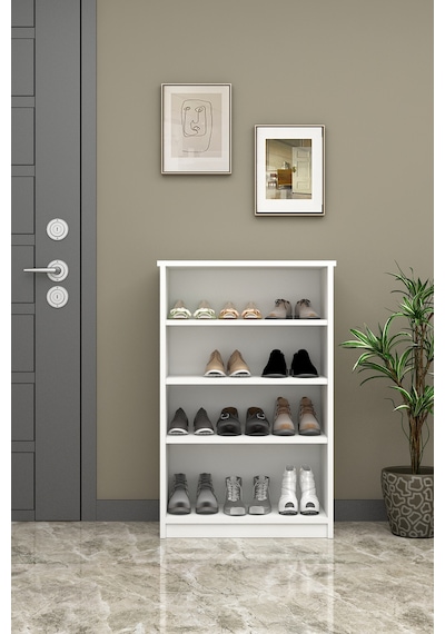 Asra Trend 4 Katlı Açık Raflı Ayakkabılık A-31 %100 MDF Modern Bot Uyumlu Düzenleyici Beyaz Asra Trend 4 Katlı Açık Raflı Ayakkabılık A-31 %100 MDF Modern Bot Uyumlu Düzenleyici Beyaz