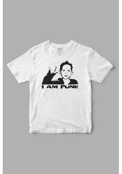 I Am Punk Baskılı Tişört Beyaz