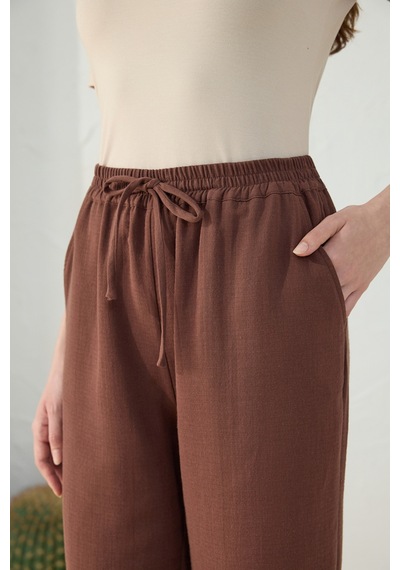 Aker Kahverengi Beli Lastikli Pijama Altı Kahverengi Kahverengi