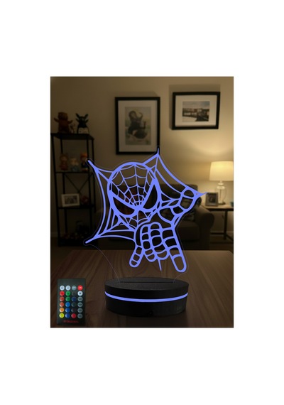 3d Örümcek Adam Led Gece Lambası Rgb Kumandalı Dekoratif Masa Lambası Çok Renkli