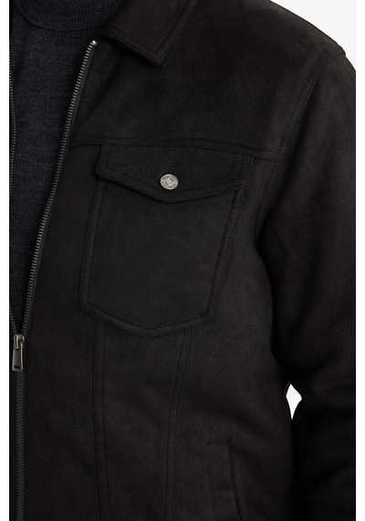 Defacto Slim Fit İç Cepli Süet Mevsimlik Baharlık Siyah Erkek Mont A3254ax/bk27 Siyah