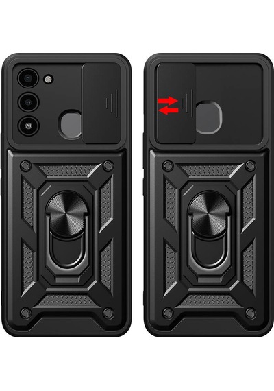 Tecno Spark 8c Kılıf Magnetik Standlı Kamera Korumalı Hptk Sürgülü Vega Kapak - Mavi Mavi