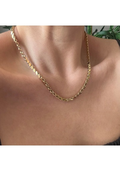 Çelik Arpa Zincir Kolye Gold