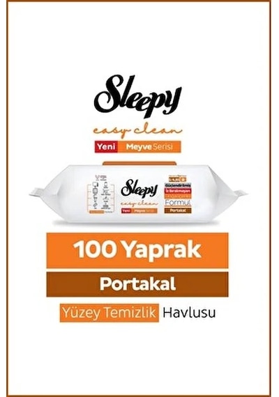 Şeylişeyler - Sleepy Portakal Yüzey Temizlik Havlusu 100 Yaprak 5 Paket beyaz