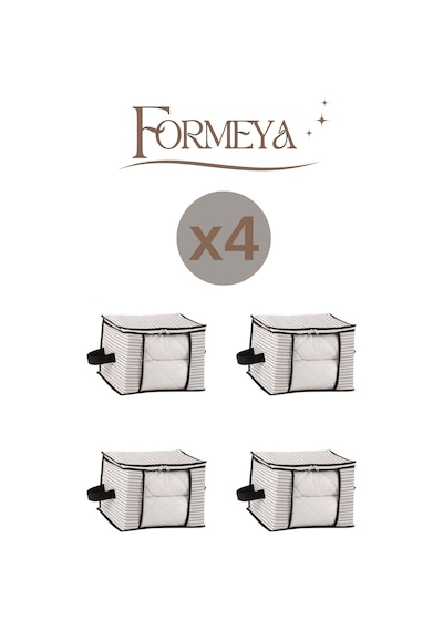 Formeya Lüks Pencereli Kazak-pike-battaniye Hurcu 40x40x30 Cm 4 Adet Beyaz