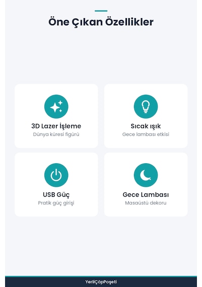 Işıklı Kristal Cam Küre - Dünya Haritalı - Ahşap Altlıklı - Usb Gece Lambası Standart