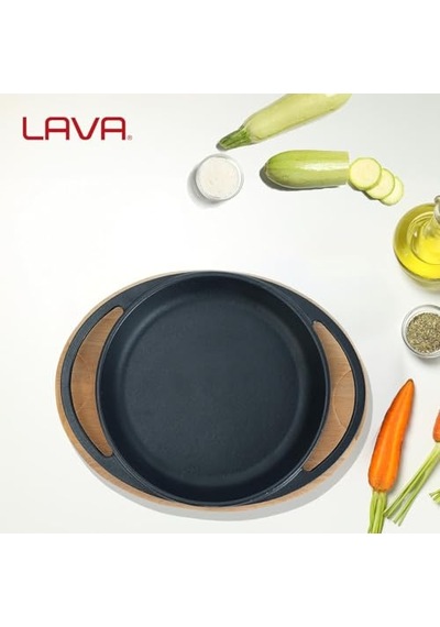 Kabı Lv Eco Y Stv 12 K4 Yuvarlak Kızartma Tavası Ve Ahşap Plaka Çap 12 Cm Dökme Demir Siyah Diğer