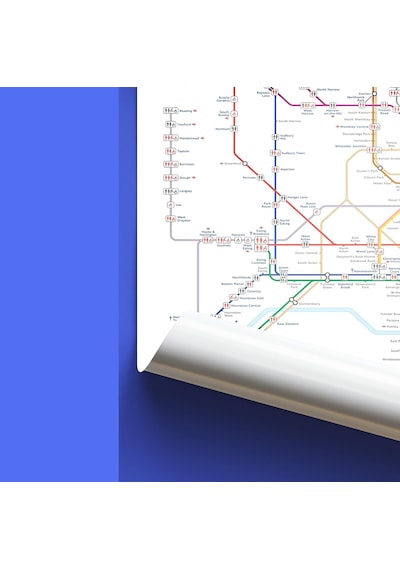 Buyartforless London Underground Transit Haritası 36x24 İngiltere Seyahat Sanat Baskısı Poster, Çok Renkli Diğer
