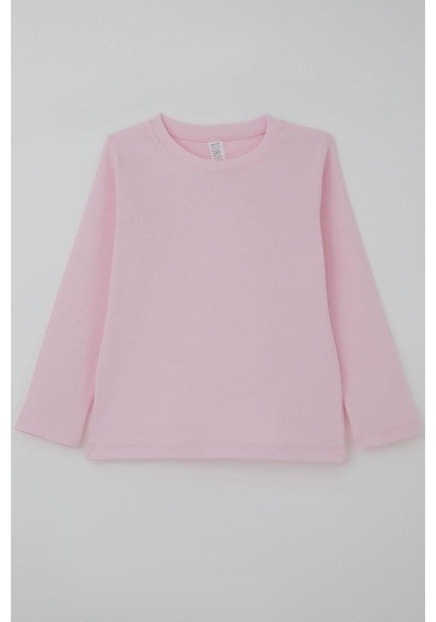 Breeze Kız Çocuk Uzun Kollu Tişört Basic 4-8 Yaş, Pembe Pembe